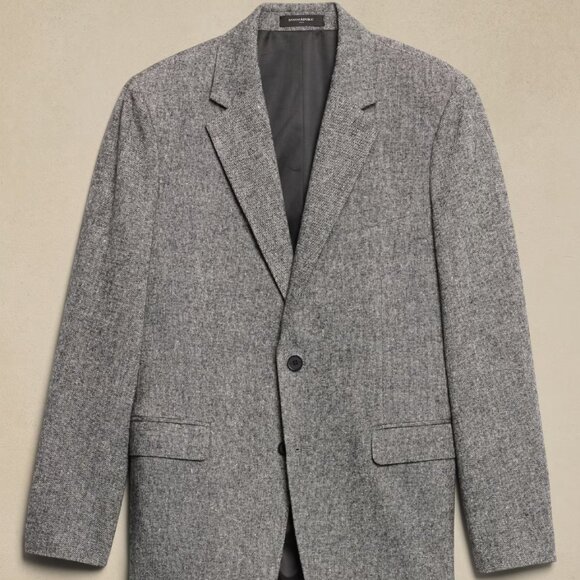 Banana Republic Men's Tailored-Fit Donegal Suit Jacket Light Gray 40S EUC